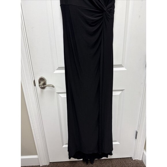 New La Femme Size 14 Black Jersey Off Shoulder Maxi Gown Cocktail Dress 29474 - Picture 7 of 11